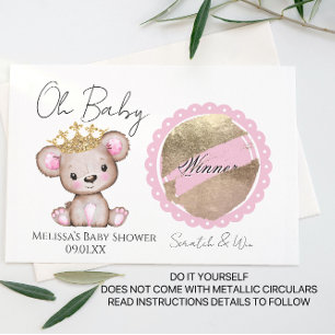 Oh Baby Bear Baby Shower DIY Scratch Card