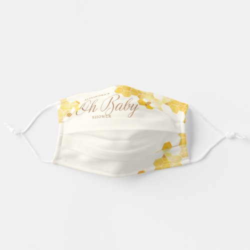 Oh Baby Bee Baby Shower Honey Comb And bee Yellow Adult Cloth Face Mask