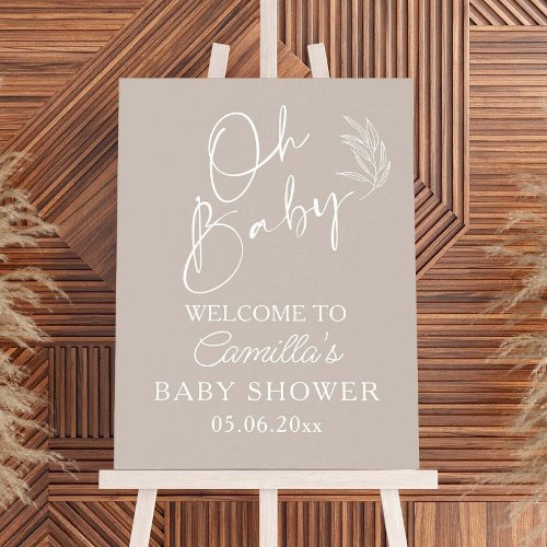 Oh Baby Beige Gender Neutral Modern Baby Shower Foam Board