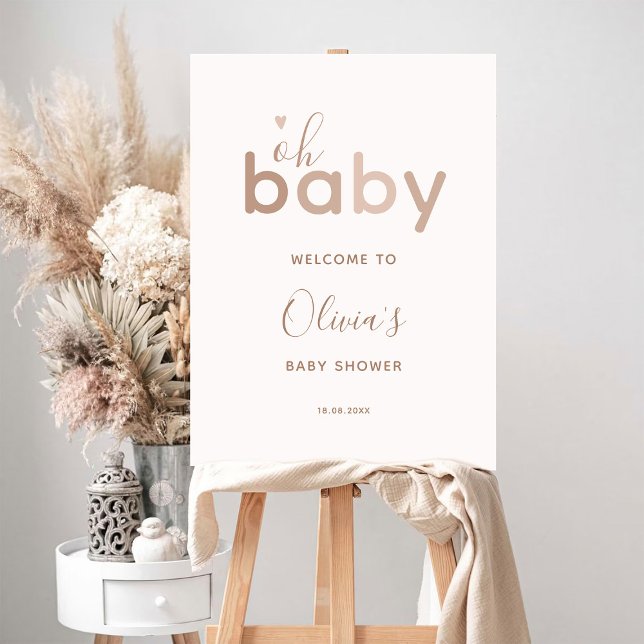 Oh Baby Beige Neutral Baby Shower Foam Board (Creator Uploaded)