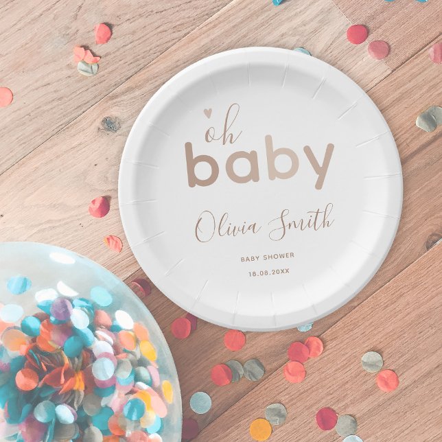 Oh Baby Beige Neutral Paper Plates (Creator Uploaded)