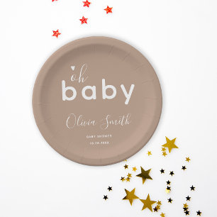 Oh Baby Beige Paper Plates