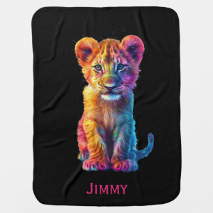 Oh Baby Big Cat Cub Baby Name Blanket