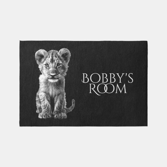 Oh Baby Big Cat Cub  Baby Name Rug (Front)