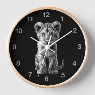 Oh Baby Big Cat Cub Black Clock