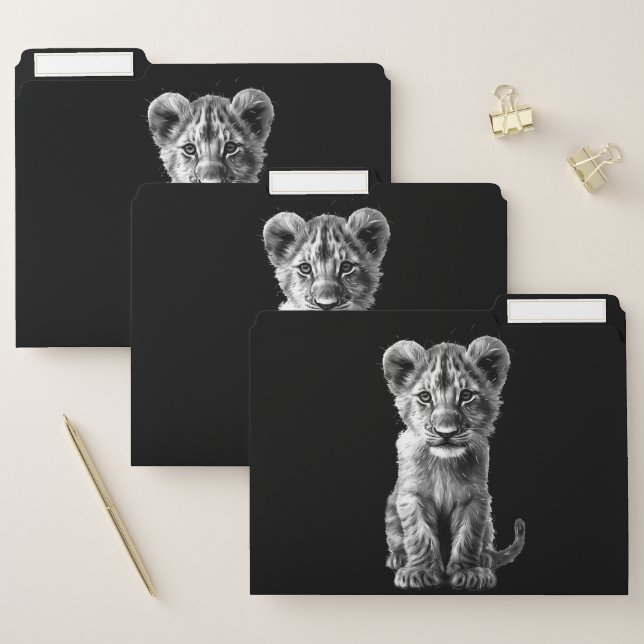 Oh Baby Big Cat Cub Black File Folder (Set)