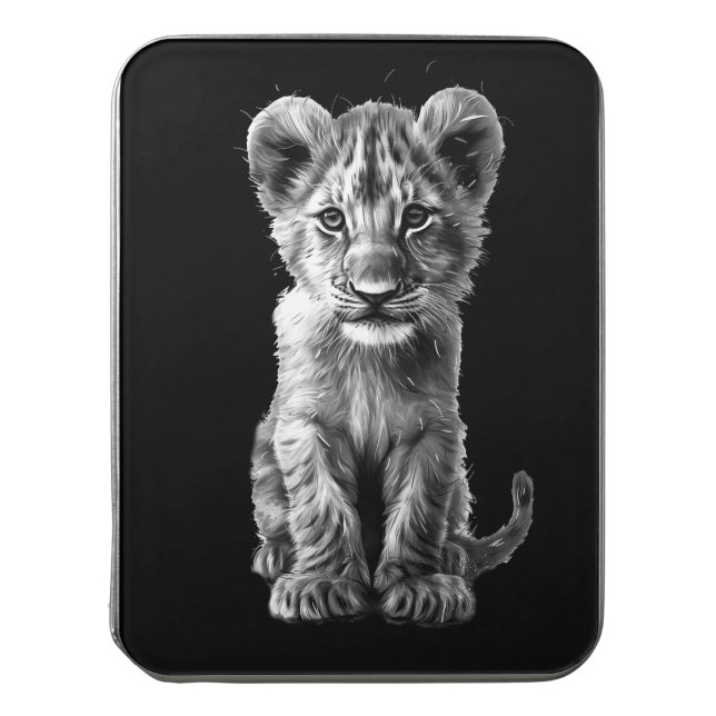 Oh Baby Big Cat Cub Black Jigsaw Puzzle (Lid Vertical)