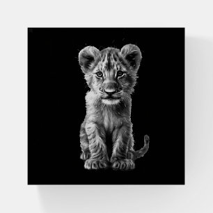 Oh Baby Big Cat Cub Black Paperweight