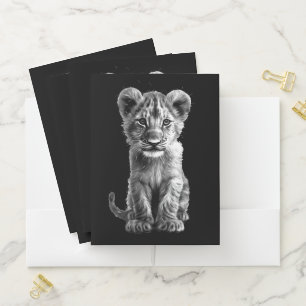 Oh Baby Big Cat Cub Black Pocket Folder