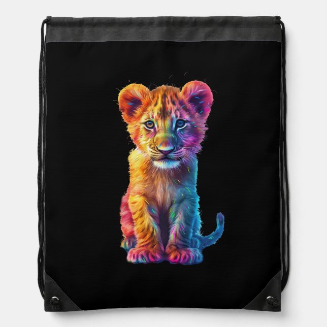 Oh Baby Big Cat Cub  Drawstring Bag (Front)