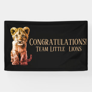 Oh Baby Big Cat Cub Gray 2 Lines Custom Text Banner