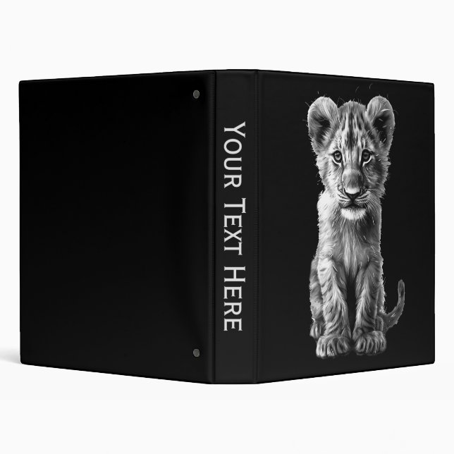 Oh Baby Big Cat Cub Gray 3 Ring Binder (Background)