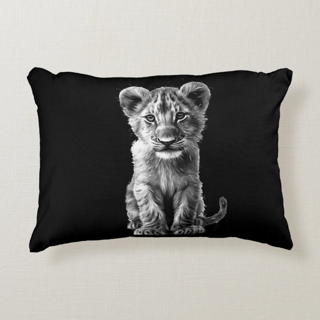 Oh Baby Big Cat Cub Gray Accent Pillow (Front)