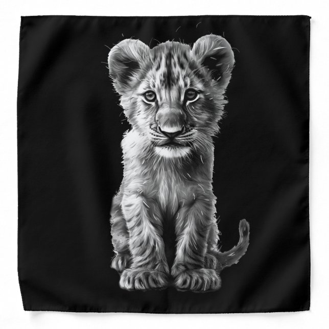 Oh Baby Big Cat Cub Gray Bandana (Front)