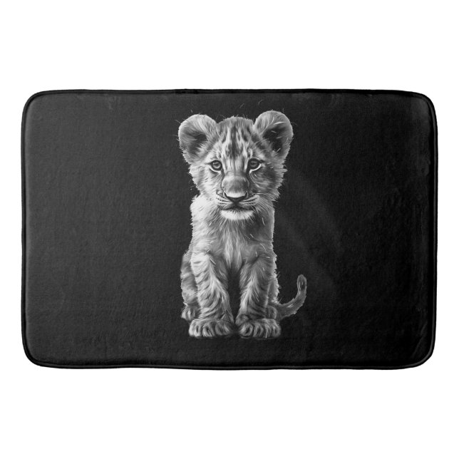 Oh Baby Big Cat Cub Gray Bath Mat (Front)