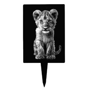 Oh Baby Big Cat Cub Gray Cake Topper