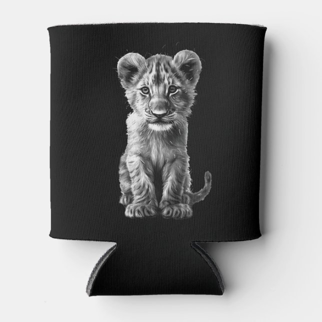 Oh Baby Big Cat Cub Gray Can Cooler (Front)