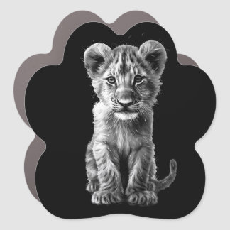 Oh Baby Big Cat Cub Gray Car Magnet