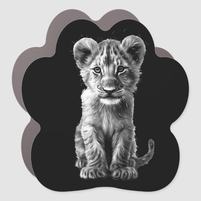 Oh Baby Big Cat Cub Gray Car Magnet (Front)