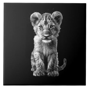 Oh Baby Big Cat Cub Gray Ceramic Tile