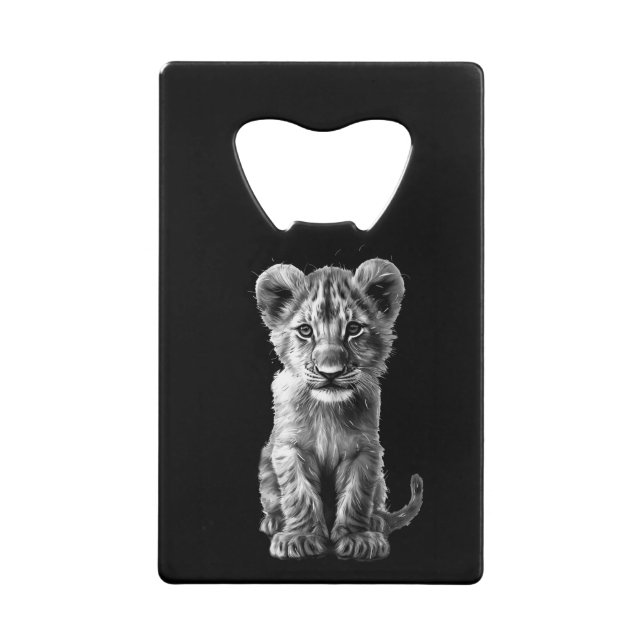 Oh Baby Big Cat Cub Gray Credit Card Bottle Opener (Front)