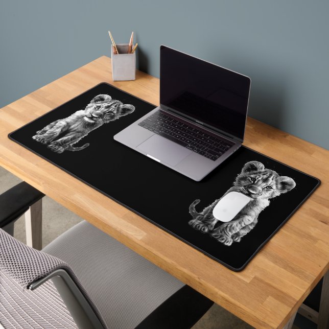Oh Baby Big Cat Cub Gray Desk Mat (Office 2)