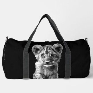 Oh Baby Big Cat Cub Gray Duffle Bag