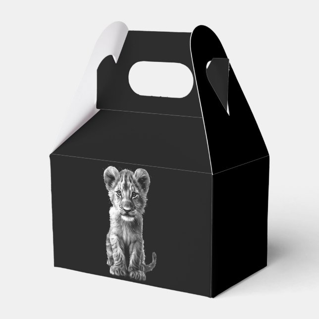 Oh Baby Big Cat Cub Gray Favor Boxes (Front Side)