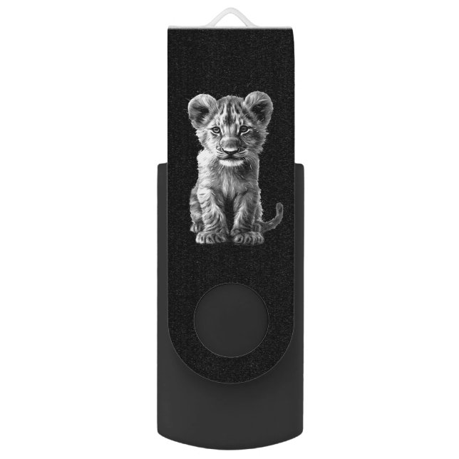 Oh Baby Big Cat Cub Gray Flash Drive (Front Vertical)