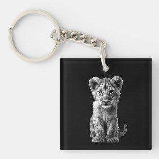 Oh Baby Big Cat Cub Gray Keychain