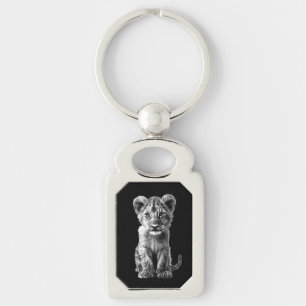 Oh Baby Big Cat Cub Gray Keychain