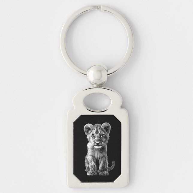 Oh Baby Big Cat Cub Gray Keychain (Front)