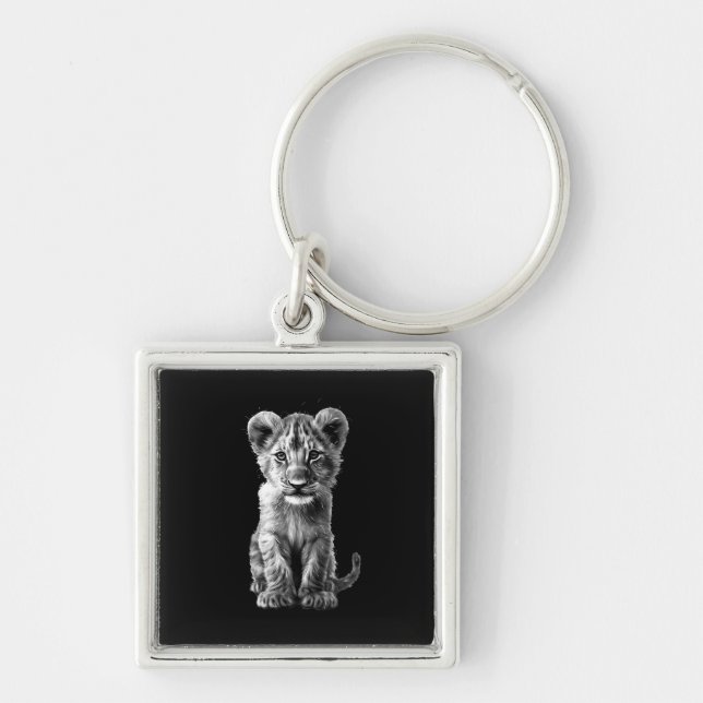 Oh Baby Big Cat Cub Gray Keychain (Front)