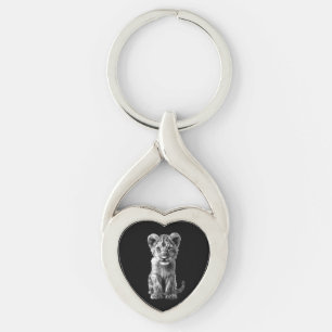 Oh Baby Big Cat Cub Gray Keychain
