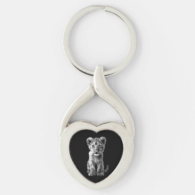 Oh Baby Big Cat Cub Gray Keychain (Front)