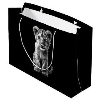 Oh Baby Big Cat Cub Gray Large Gift Bag