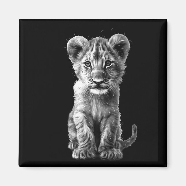 Oh Baby Big Cat Cub Gray Magnet (Front)