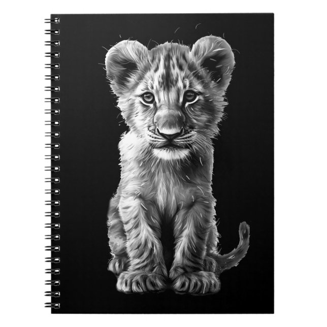 Oh Baby Big Cat Cub Gray Notebook (Front)