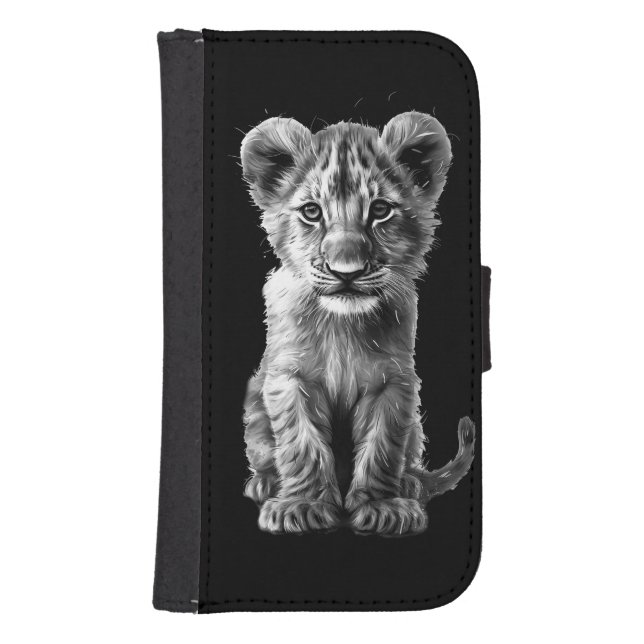 Oh Baby Big Cat Cub Gray Samsung Galaxy Wallet Case (Front)
