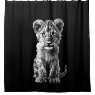 Oh Baby Big Cat Cub Gray Shower Curtain
