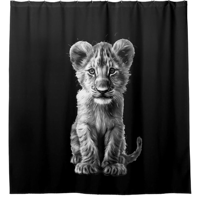 Oh Baby Big Cat Cub Gray Shower Curtain (Front)