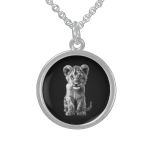 Oh Baby Big Cat Cub Gray Sterling Silver Necklace