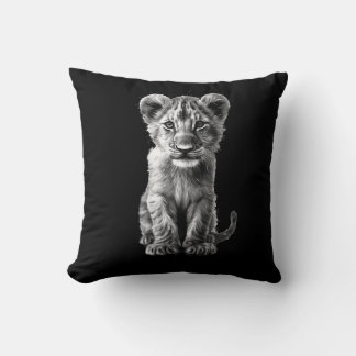 Oh Baby Big Cat Cub Gray Throw Pillow