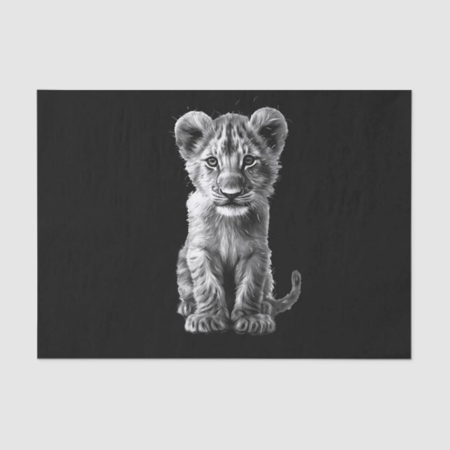 Oh Baby Big Cat Cub Gray Tissue Paper (Front)