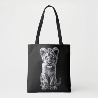 Oh Baby Big Cat Cub Gray Tote Bag