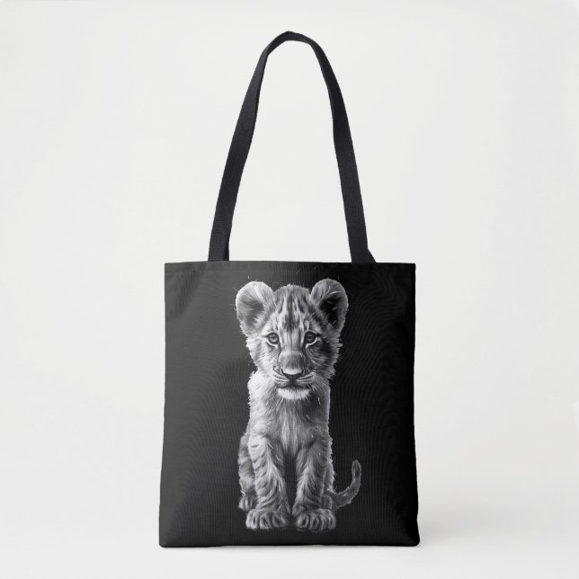 Oh Baby Big Cat Cub Gray Tote Bag (Front)