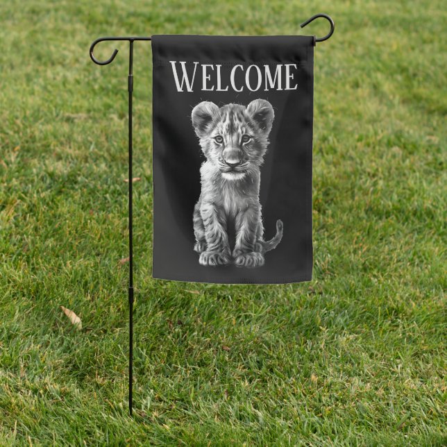Oh Baby Big Cat Cub Welcome Garden Flag (In SItu)