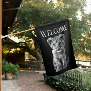 Oh Baby Big Cat Cub Welcome House Flag