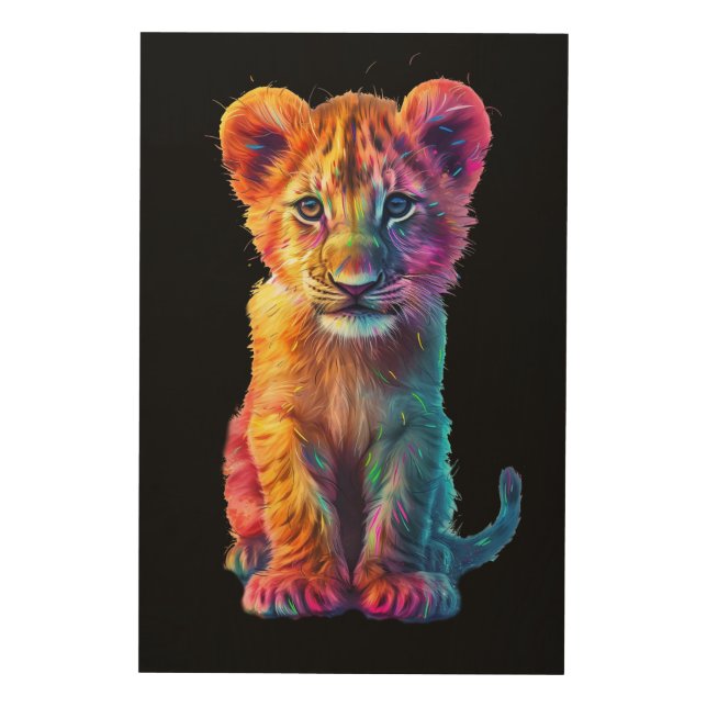 Oh Baby Big Cat Cub  Wood Wall Art (Front)