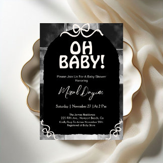 Oh Baby! Black Modern Baby Shower Invitation